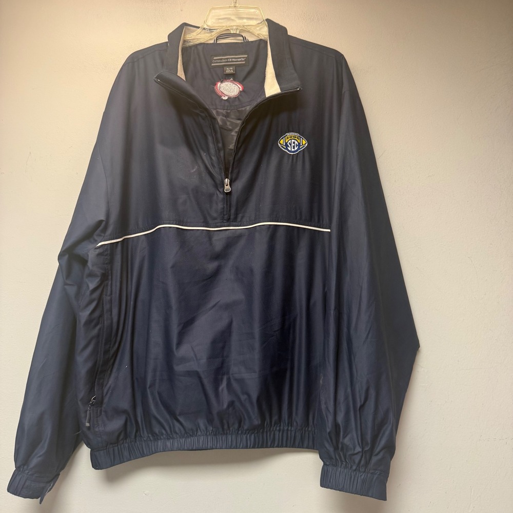 Cutter & Buck Windbreaker Mens XL Navy Blue Excellent 2006 SEC Dr Pepper Zip